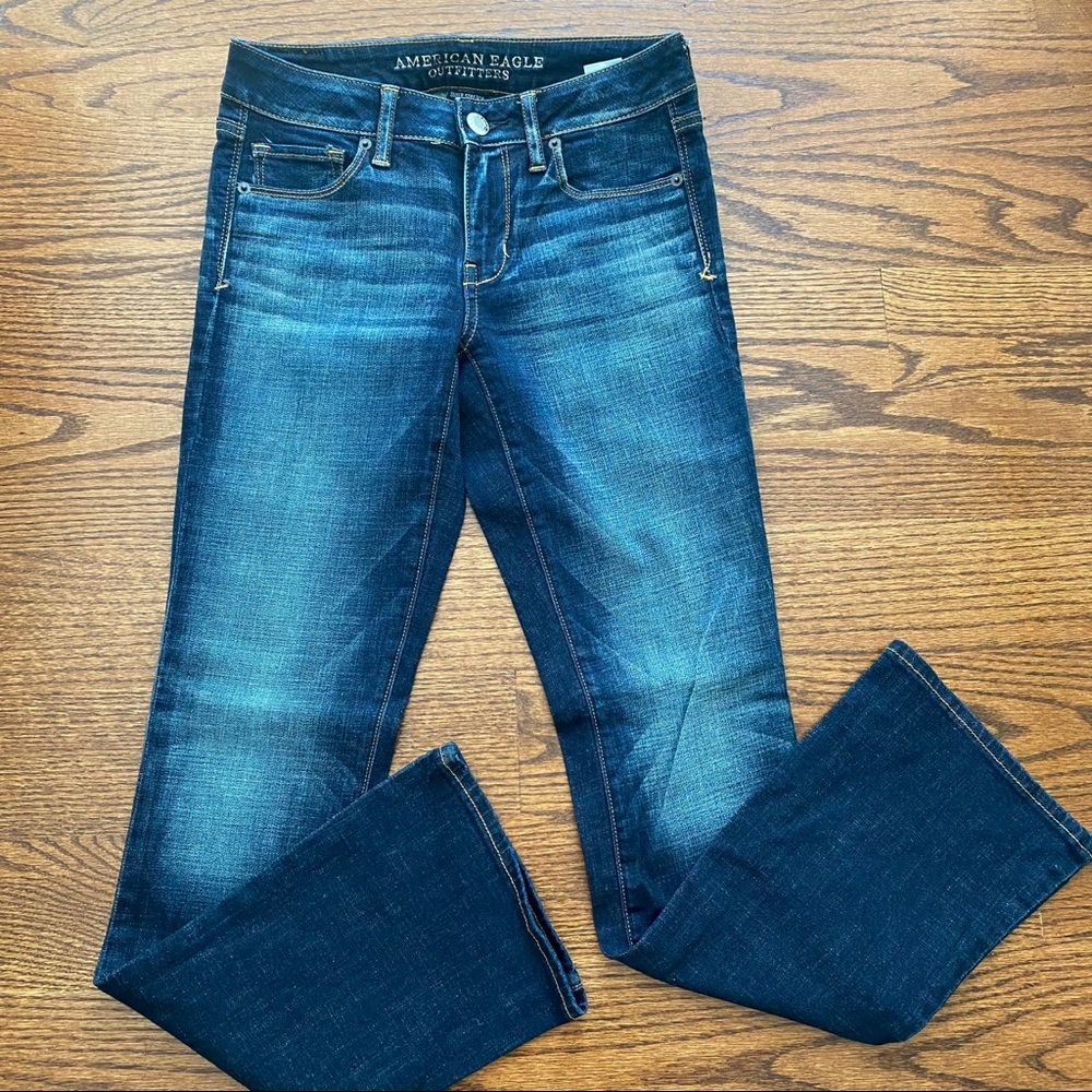 American Eagle Skinny Kick Dark Bootcut Jeans 4